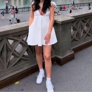 Zara White Mini Dress with Red Accents